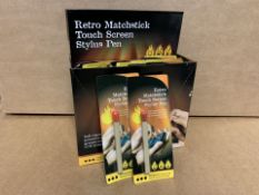 192 X BRAND NEW RETRO MATCHSTICK TOUCH SCREEN STYLUS PENS IN 2 BOXES (663/30)