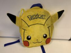 60 X POKEMON PLUSH BACKPACKS (STITCHING MAY BE COMING LOOSE) (1328/30)