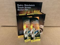 192 X BRAND NEW RETRO MATCHSTICK TOUCH SCREEN STYLUS PENS IN 2 BOXES (666/30)