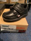 NEW & BOXED KICKERS STRAP LEATHER BLACK SHOE SIZE INFANT 6 (165/21)