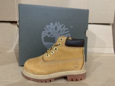 (NO VAT) NEW BOXED PAIR OF TIMBERLAND WHEAT BOOTS. SIZE INFANT 7 (54/6)