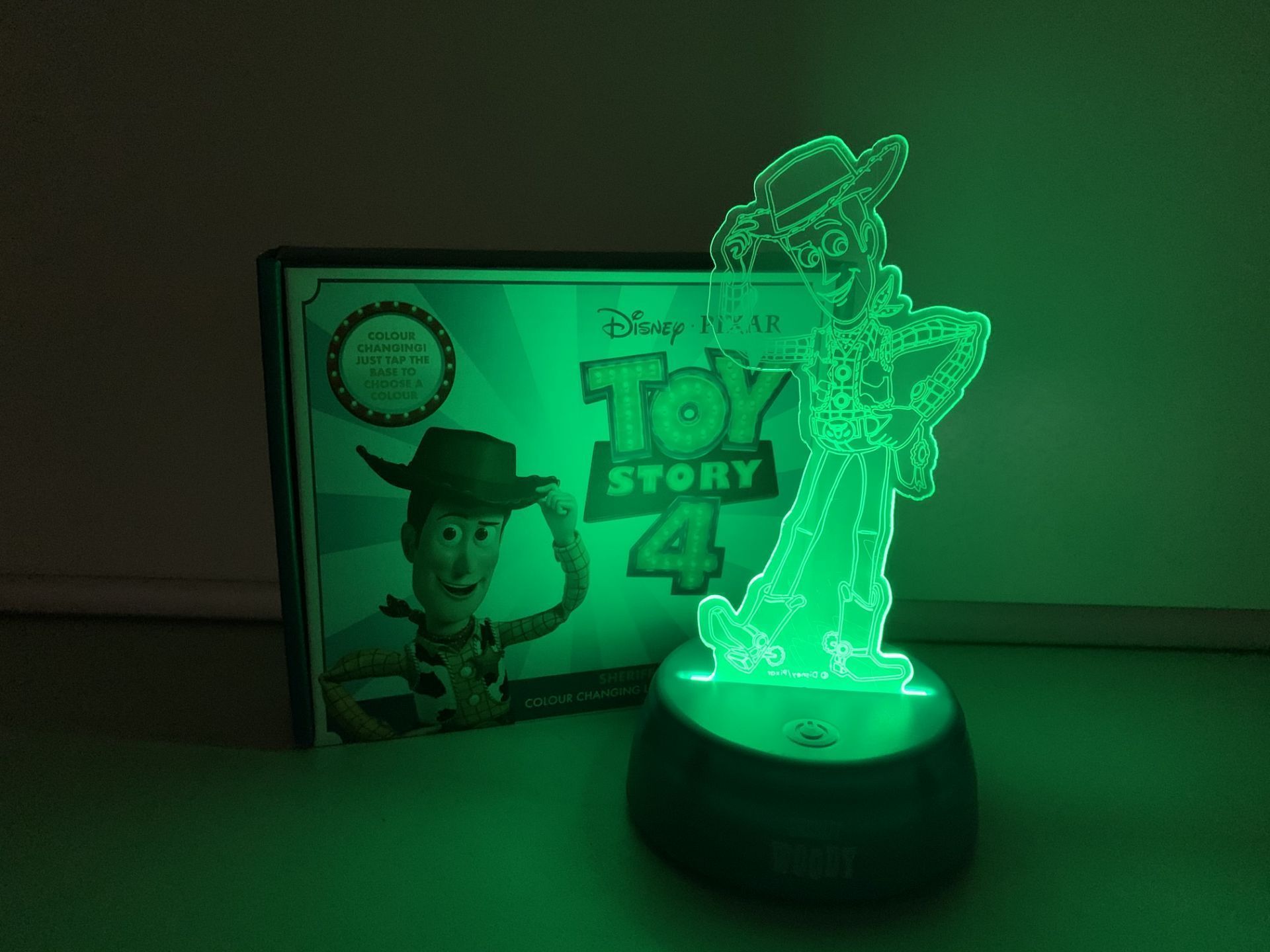 4 X BRAND NEW RETAIL BOXED TOY STORY 4 COLOUR CHANGING NIGHT LAMPS (TOUCH BASE LAMPS) (283/28)