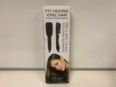 2 X NEW BOXED PTC HEATING IONIC HAIR STRAIGHTENING BRUSHES. RRP £24.99 EACH (192/26)