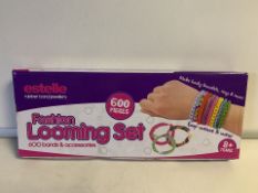 6 X NEW BOXED ESTELLE RUBBER BAND JEWELLERY FASHION LOOMING SET - 600 PIECES PER SET (237/28)