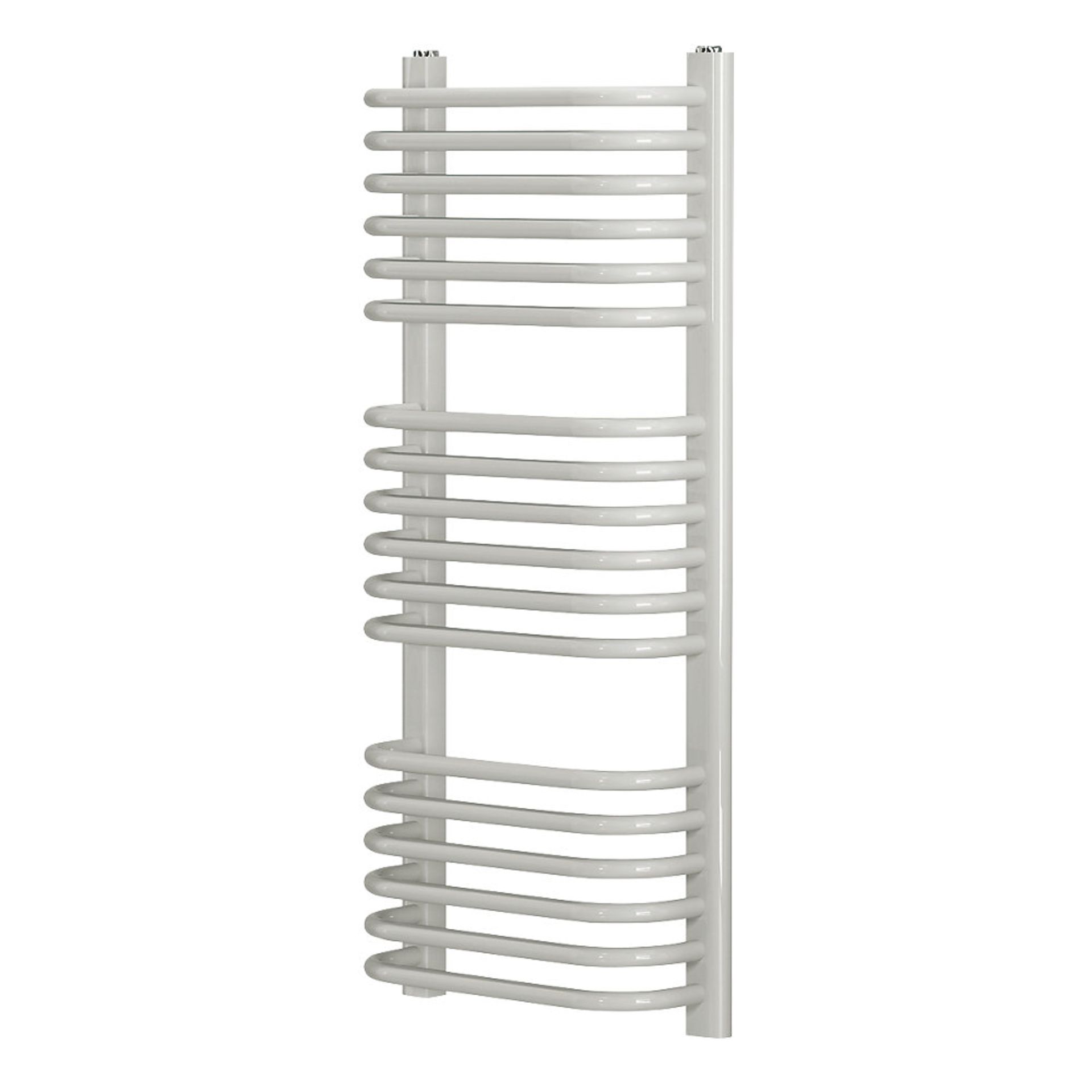 (30) CURVED D-BAR TOWEL RADIATOR 900 X 400MM WHITE 1555BTU. High quality powder-coated steel - Image 2 of 2