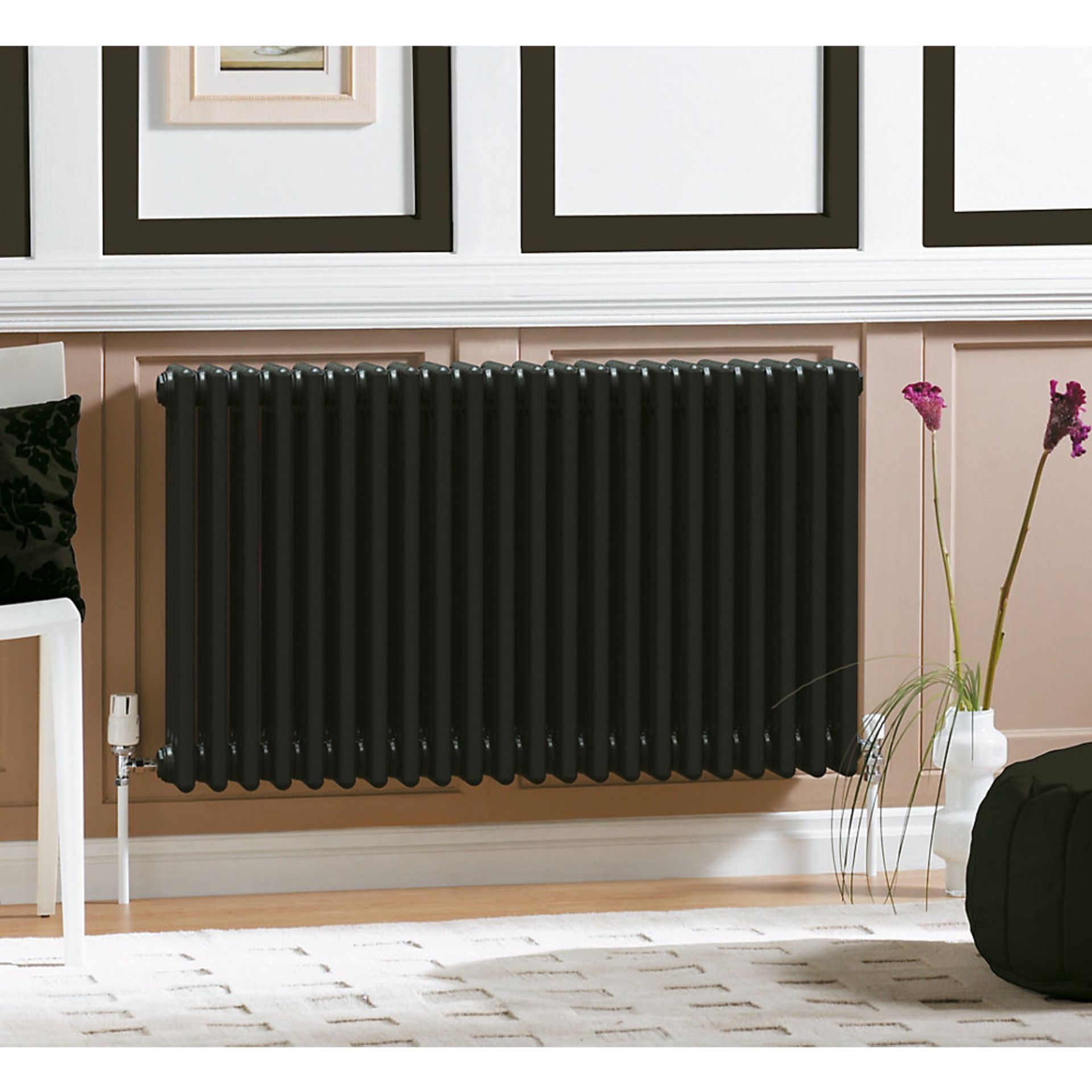 (18) 3-COLUMN HORIZONTAL RADIATOR 600 X 1226MM VOLCANIC 5403BTU. Acova Classic steel column