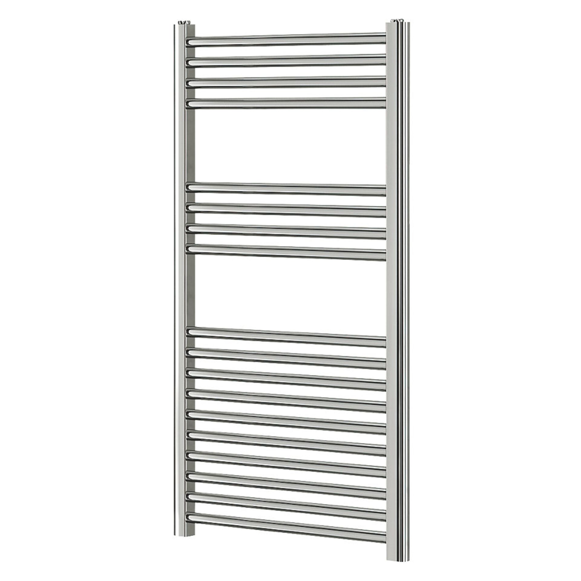 (29) TOWEL RADIATOR 1000 X 450MM CHROME 934BTU. Flat Front Chrome-Plated Steel Construction Water