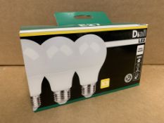 20 x NEW BOXED PACKS OF 3 DIALL LED LIGHTBULBS E27. COOL WHITE. 10.5W=75W.