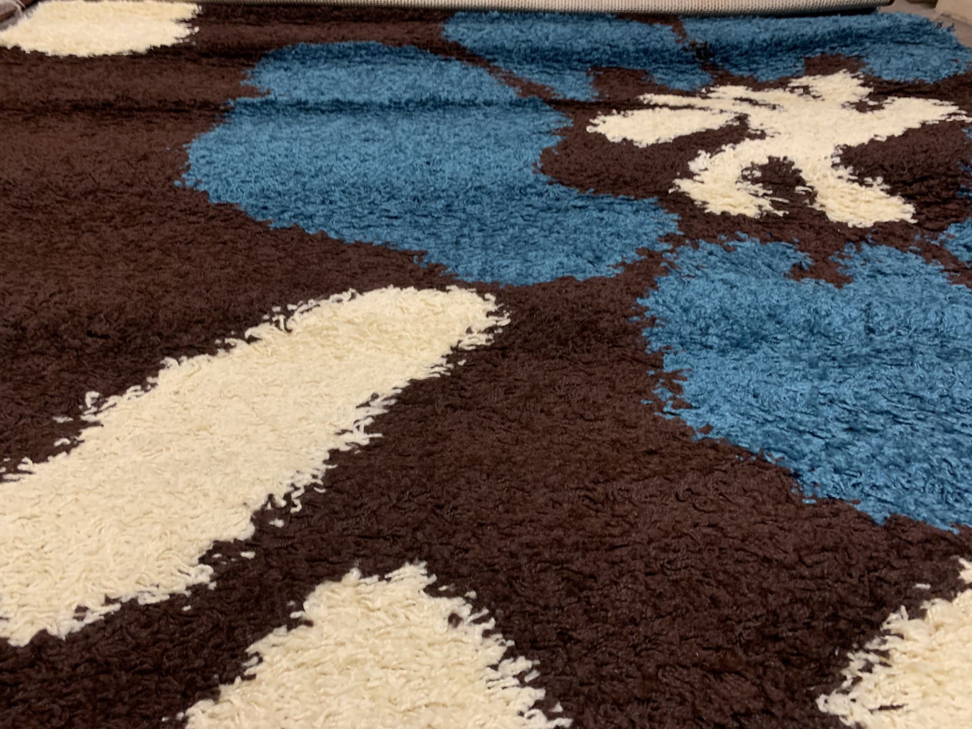 BRAND NEW SIENNA ZINNIA CHOCOLATE BLUE SHAGGY RUG 160 X 230