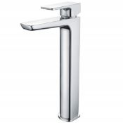 New & Boxed Cube Chrome High Rise Basin Mixer Tap. Tb8004 Perfect For Counter Top Basins, Made From