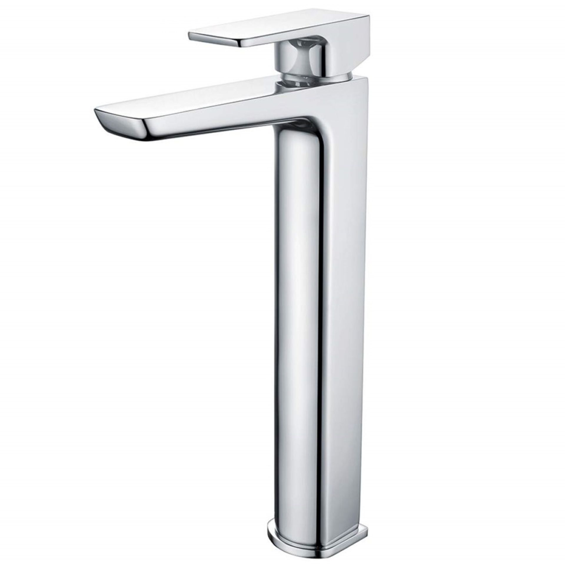 New & Boxed Cube Chrome High Rise Basin Mixer Tap. Tb8004 Perfect For Counter Top Basins, Made From