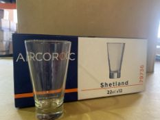 8 X BRAND NEW PACKS OF 12 ARCOROC SHETLAND 22CL GLASSES IN 2 BOXES