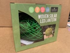 8 x NEW BOXED GARDENKRAFT APPLE GREEN LARGE RATTAN SOLAR LANTERNS