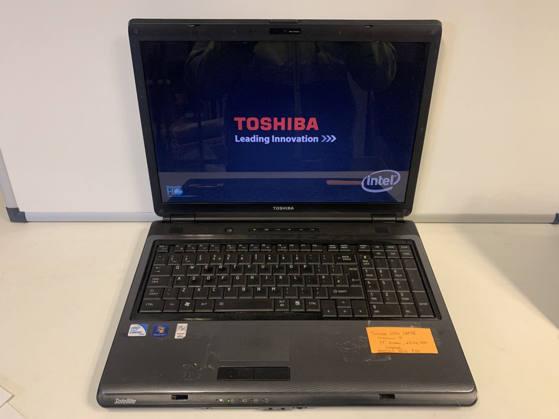 TOSHIBA L350 LAPTOP, WINDOWS 10, 17 INCH SCREEN, 250GB HDD WITH CHARGER