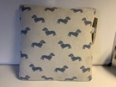 8 X BRAND NEW EMILY BOND DACHSHUND BLUE KNITTED CUSHIONS 50 X 50CM RRP £40 EACH