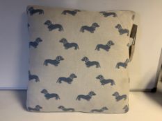 8 X BRAND NEW EMILY BOND DACHSHUND BLUE KNITTED CUSHIONS 50 X 50CM RRP £40 EACH