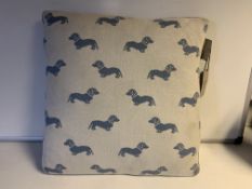 8 X BRAND NEW EMILY BOND DACHSHUND BLUE KNITTED CUSHIONS 50 X 50CM RRP £40 EACH