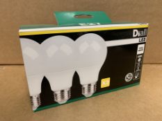 20 x NEW BOXED PACKS OF 3 DIALL LED LIGHTBULBS E27. COOL WHITE. 10.5W=75W.