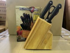 12 X BRAND NEW MASTER CUT 2 LIMITED BONUS PACK KNIFE BLOCK INCLUDING 16 SLOT HARDWOOD DISPLAY BLOCK,