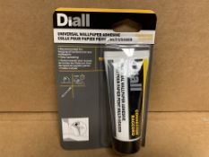 72 x NEW PACKAGED DIALL UNIVERSAL WALLPAPER ADHESIVE. 50G. RECOMMENDED FOR HANGING ALL BORDERS