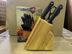 12 X BRAND NEW MASTER CUT 2 LIMITED BONUS PACK KNIFE BLOCK INCLUDING 16 SLOT HARDWOOD DISPLAY BLOCK,