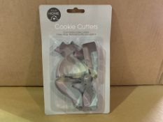 96 X BRAND NEW YOUR HOME COOKIE CUTTERS PACKS OF 4 (DRESS, SHOE, PERFUME BOTTLE AND LIPSTICK) IN 3