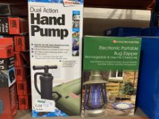 2 X BRAND NEW HAND PUMPS AND 1 X ELECTRONIC PORTABLE BUG ZAPPER