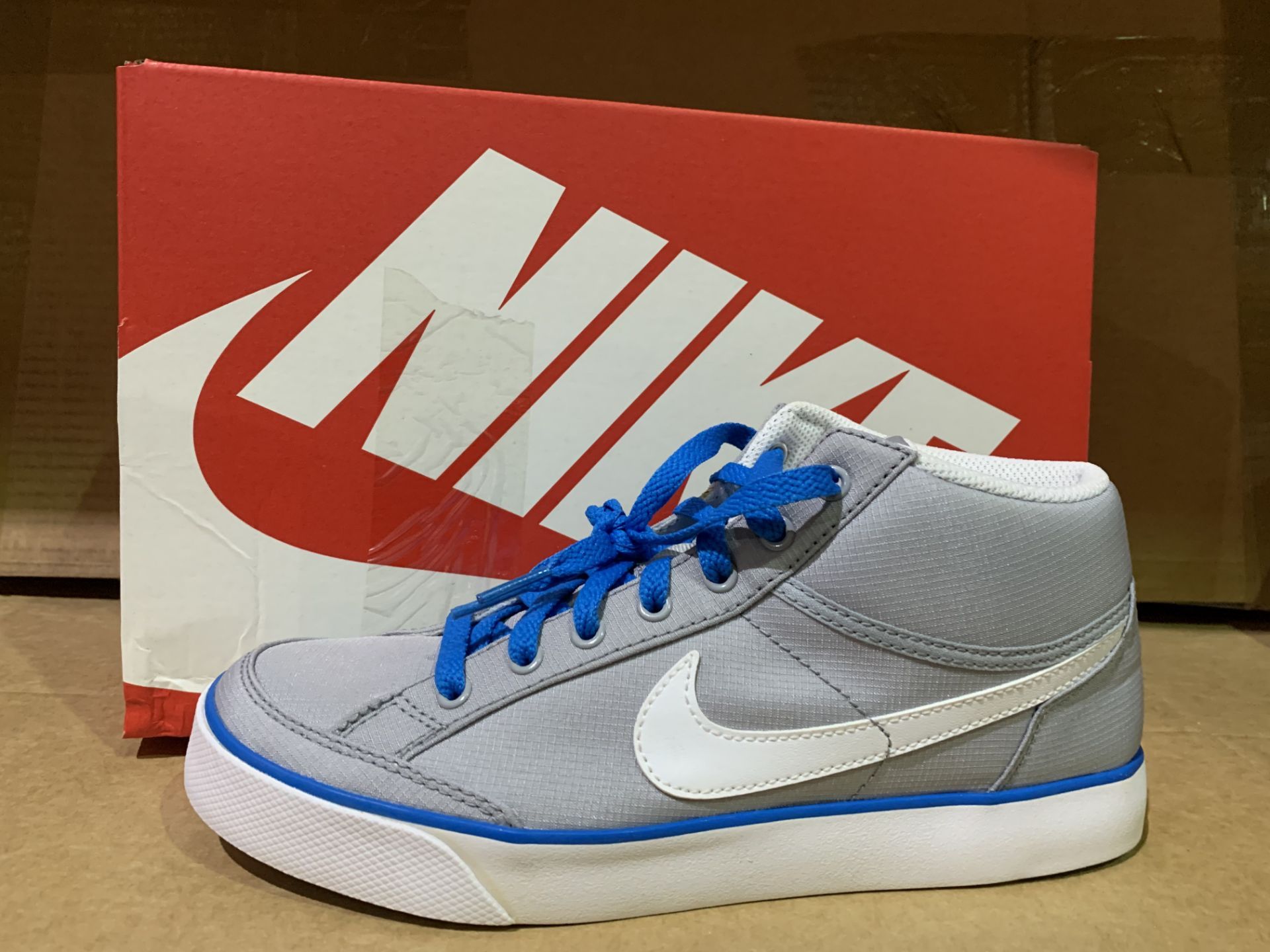 (NO VAT) 3 X BRAND NEW NIKE GREY AND BLUE HIGH TOP TRAINERS SIZE UK6