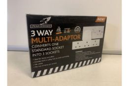 24 x NEW BOXED FALCON 3 WAY MULTI ADAPTOR. CONVERTS ONE STANDARD SOCKET TO 3 SOCKETS (958/13)