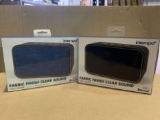 4 X BRAND NEW ITEMPO FABRIC FINISH CLEAR SOUND BLUETOOTH SPEAKERS (1101/13)