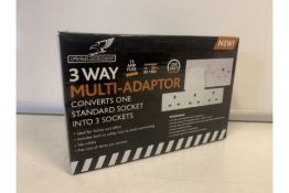 4 X NEW BOXED FALCON 3 WAY MULTI ADAPTORS. CONVERS ONE STANDARD SOCKET INTO 3 SOCKETS