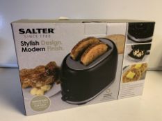 NEW BOXED SALTER DECO 2 SLICE TOASTER - BLACK. RRP £30