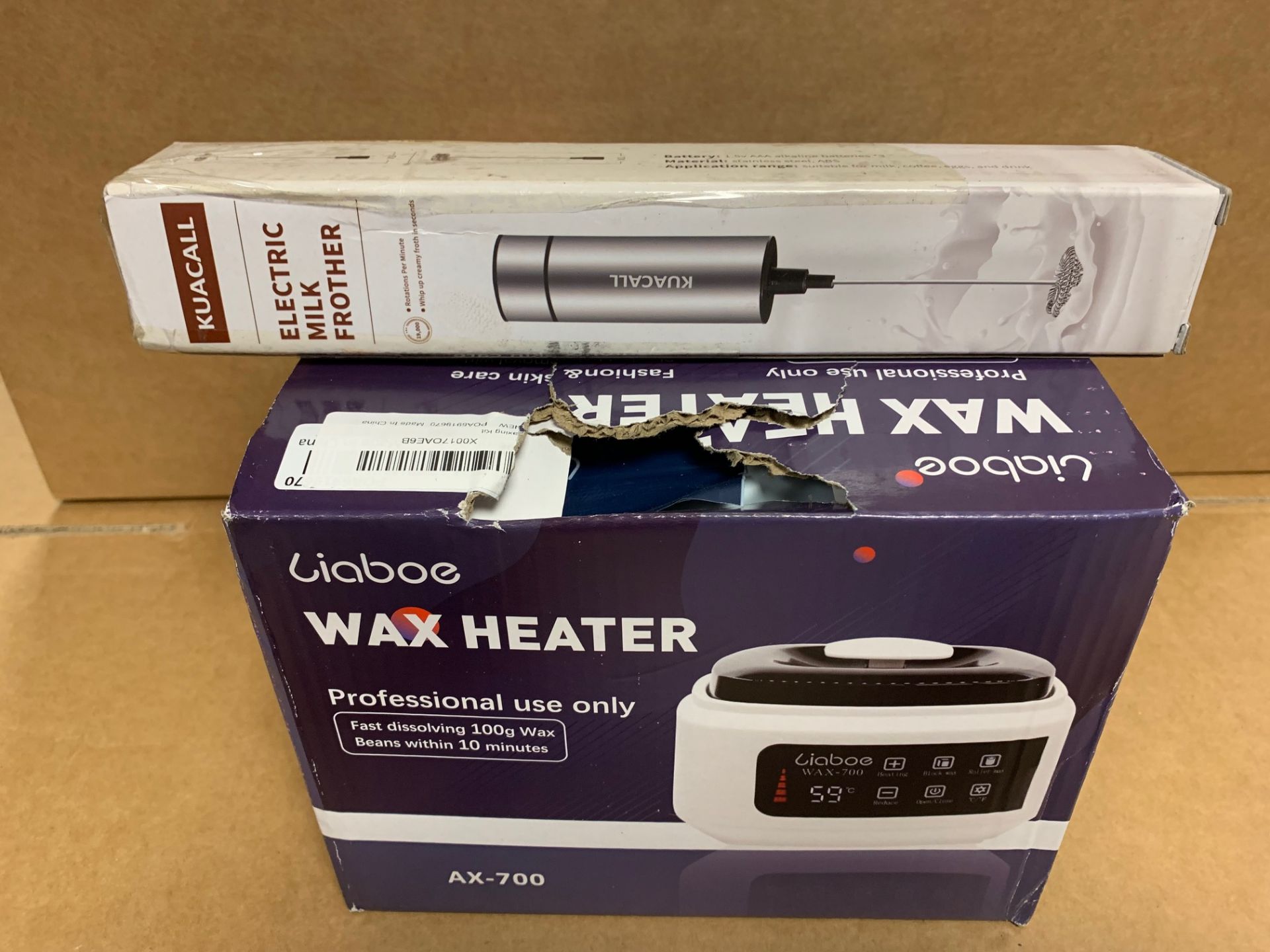 1 X NEW & BOXED WAX HEATER & 1 X NEW & BOXED ELECTRIC MILK FROTHER