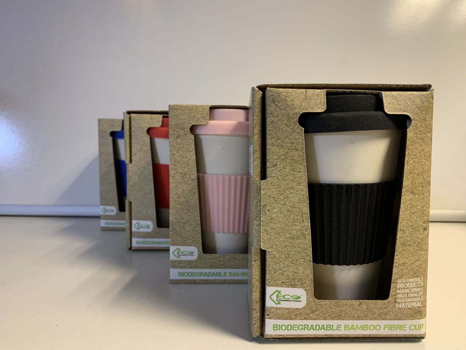 6 x NEW BOXED ECO CONNECTION BIODEGRADABLE BAMBOO FIBRE MUGS