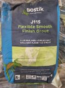 (E126) PALLET TO CONTAIN 90 x 10KG BAGS OF BOSTIK J115 FLEXIBLE SMOOTH FINISH GROUT GREY