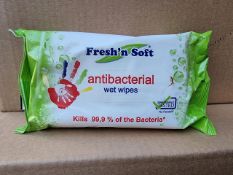 PALLET TO CONTAIN 960 x NEW SEALED PACKS OF 60 - FRESH N' SOFT ANTIBACTERIAL WET WIPES. RRP £3.99