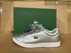 (NO VAT) 5 X BRAND NEW LACOSTE SILVER TRAINERS SIZE J4