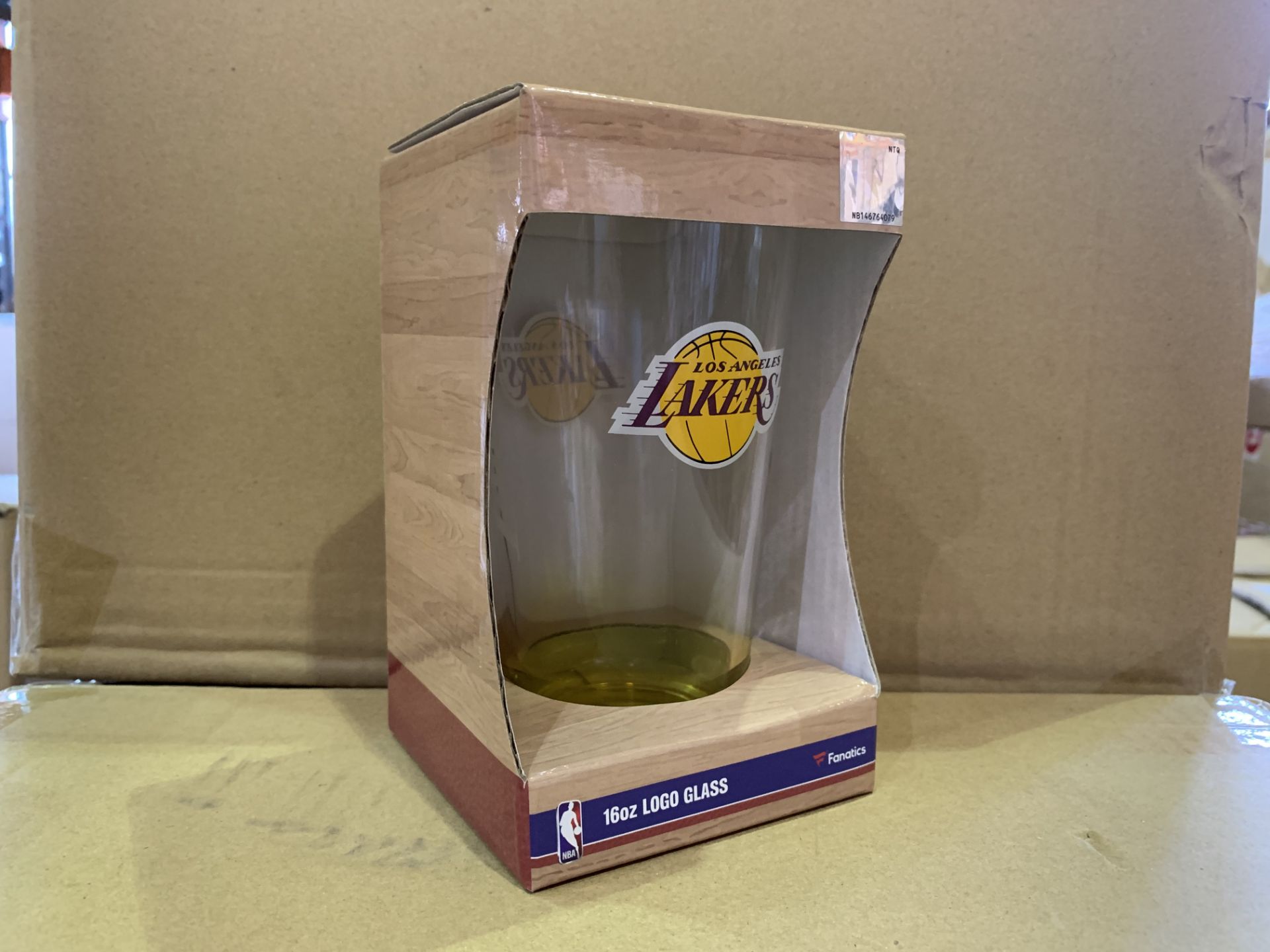 25 X BRAND NEW INDIVIDUALLY RETAIL PACKAGED LA LAKERS 160Z GLASS