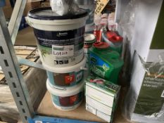 MIXED LOT INCLUDING BOSTIK ADHESIVE, PAINT, AFTERCUT ALL IN ONE, ETC