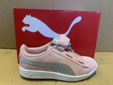 (NO VAT) 2 X BRAND NEW PUMA SOFTFOAM PINK BOW TRAINERS SIZE i12