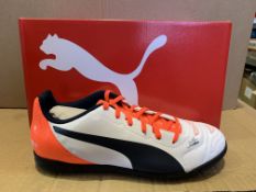 (NO VAT) 4 X BRAND NEW PUMA WHITE RED AND NAVY FOOTBALL TRAINERS SIZE J6