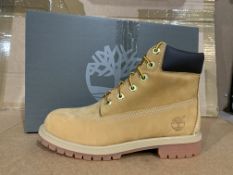 (NO VAT) 3 X BRAND NEW TIMBERLAND WHEAT YELLOW NUBUCK BOOTS SIZE J5