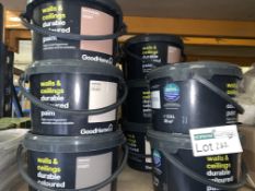 17 X BRAND NEW TUBS 2.5L OF GOODHOME WALLS AND CEILING PAINT IN VARIOUS COLOURS