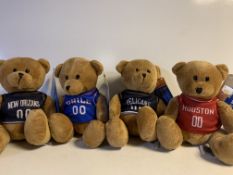 25 X VARIOUS BRAND NEW OFFICAL NBA TEDDY BEARS INCLUDING HOUSTON ROCKETS, CHICAGO BULLS, HOUSTON