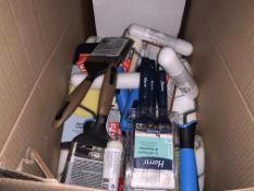 100 PIECE MIXED DIY LOT INCLUDING PAINT BRUSHES, ROLLERS, SLEEVES ETC