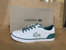 (NO VAT) 4 X BRAND NEW LACOSTE GREEN AND WHITE TRAINERS SIZE J4