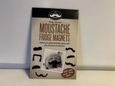 80 X BRAND NEW BOXED PACKS OF ASSORTED MOUSTACHE FRIDGE MAGNETS IN 4 BOXES