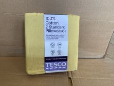 20 X BRAND NEW TESCO 100% COTTON YELLOW TWIN PILLOW CASES (671/20)