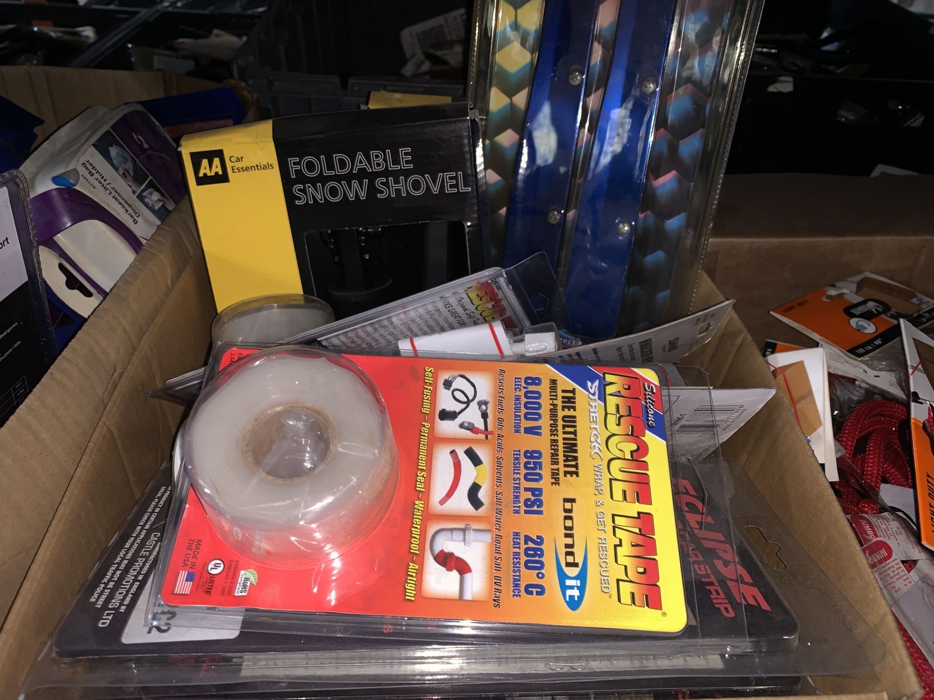 30 PIECE MIXED LOT INCLUDING TOURING CAR STRIPS, RESCUE TAPE, SNOW SHOVELS ETC (242/20)