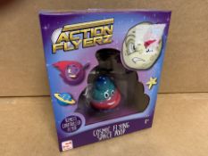 24 x NEW PACKAGED ACTION FLYERZ REMOTE CONTROLLED COSMIC FLYING SPACE POOP (1283/20)